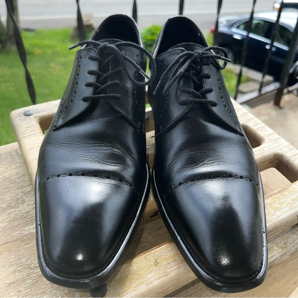 Johnston & Murphy Men's Leather Black Cap Toe Size 10M 24-2941 Made In Italy - Picture 3 of 12